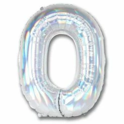 Favor Lane Number Balloons Iridescent Silver 102cm Number 0 Balloon