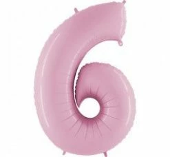 Favor Lane Number Balloons Pastel Pink 100cm Number 6 Balloon
