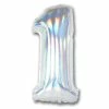 Favor Lane Number Balloons Iridescent Silver 102cm Number 1 Balloon