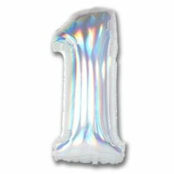 Favor Lane Number Balloons Iridescent Silver 102cm Number 1 Balloon
