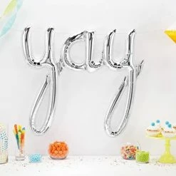 Favor Lane WEDDINGS Foil Silver Script 'Yay' Balloon