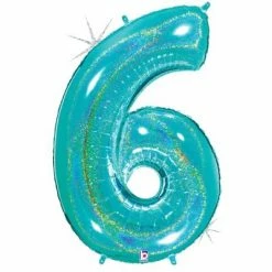 Favor Lane Number Balloons Robin's Egg Blue 100cm Number 6 Balloon