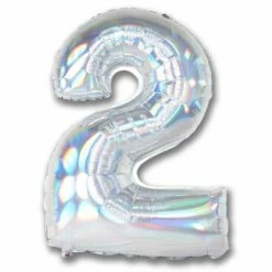 Favor Lane Number Balloons Iridescent Silver 102cm Number 2 Balloon