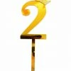 Favor Lane Number 2 Gold Glittered Crown Acrylic Cake Topper Cake Toppers