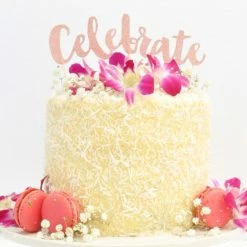 Illume Partyware Rose Gold Glitter 'Celebrate' Cake Toppers WEDDINGS