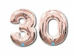 Favor Lane Foil Rose Gold '30' Balloons 86cm Number Balloons