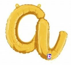 Favor Lane Script Letter Balloons - Gold Letter + Word Balloons