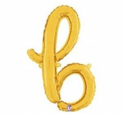 Favor Lane Script Letter Balloons - Gold Letter + Word Balloons