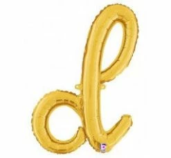 Favor Lane Script Letter Balloons - Gold Letter + Word Balloons