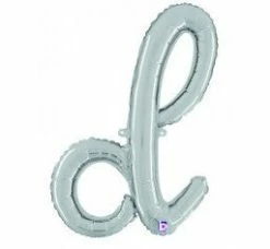 Favor Lane Letter + Word Balloons Script Letter Balloons - Silver