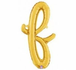 Favor Lane Script Letter Balloons - Gold Letter + Word Balloons