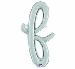 Favor Lane Letter + Word Balloons Script Letter Balloons - Silver