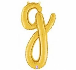 Favor Lane Script Letter Balloons - Gold Letter + Word Balloons