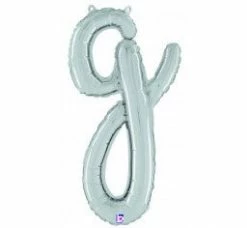 Favor Lane Letter + Word Balloons Script Letter Balloons - Silver