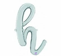 Favor Lane Letter + Word Balloons Script Letter Balloons - Silver