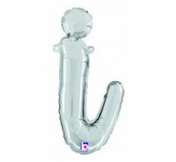 Favor Lane Letter + Word Balloons Script Letter Balloons - Silver