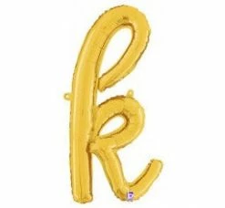 Favor Lane Script Letter Balloons - Gold Letter + Word Balloons