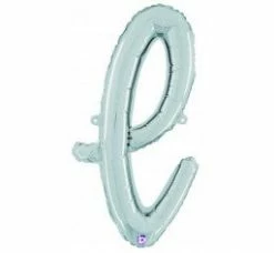 Favor Lane Letter + Word Balloons Script Letter Balloons - Silver