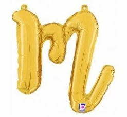 Favor Lane Script Letter Balloons - Gold Letter + Word Balloons