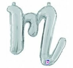 Favor Lane Letter + Word Balloons Script Letter Balloons - Silver