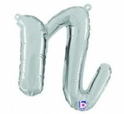 Favor Lane Letter + Word Balloons Script Letter Balloons - Silver