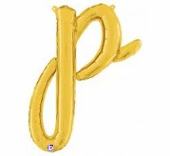 Favor Lane Script Letter Balloons - Gold Letter + Word Balloons