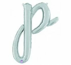 Favor Lane Letter + Word Balloons Script Letter Balloons - Silver