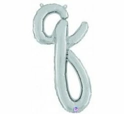 Favor Lane Letter + Word Balloons Script Letter Balloons - Silver