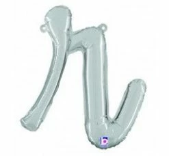 Favor Lane Letter + Word Balloons Script Letter Balloons - Silver