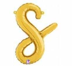 Favor Lane Script Letter Balloons - Gold Letter + Word Balloons