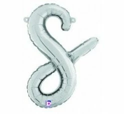 Favor Lane Letter + Word Balloons Script Letter Balloons - Silver