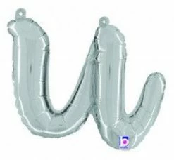 Favor Lane Letter + Word Balloons Script Letter Balloons - Silver