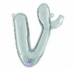 Favor Lane Letter + Word Balloons Script Letter Balloons - Silver