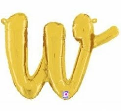 Favor Lane Script Letter Balloons - Gold Letter + Word Balloons