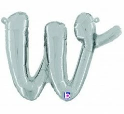 Favor Lane Letter + Word Balloons Script Letter Balloons - Silver
