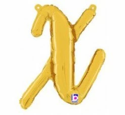 Favor Lane Script Letter Balloons - Gold Letter + Word Balloons