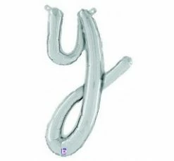 Favor Lane Letter + Word Balloons Script Letter Balloons - Silver