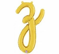 Favor Lane Script Letter Balloons - Gold Letter + Word Balloons