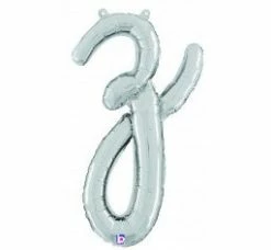 Favor Lane Letter + Word Balloons Script Letter Balloons - Silver