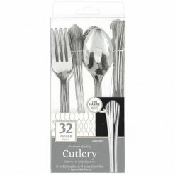 Favor Lane Silver Metallic Cutlery Set 24Pk WEDDINGS