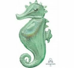 Favor Lane Jumbo Holographic Seahorse Balloon Shape + Novelty Foil Balloons
