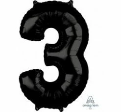 Favor Lane Black 66cm Number 3 Balloon