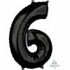 Favor Lane Black 66cm Number 6 Balloon