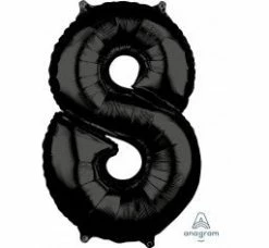 Favor Lane Number Balloons Black 66cm Number 8 Balloon