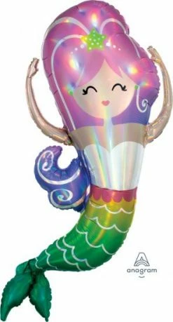 Favor Lane Jumbo Holographic Iridescent Mermaid Balloon
