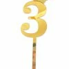Favor Lane Cake Toppers Number 3 Gold Glittered Crown Acrylic Cake Topper