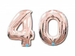 Favor Lane Number Balloons Foil Rose Gold '40' Balloons 66cm