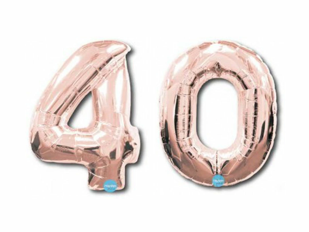 Favor Lane Number Balloons Foil Rose Gold '40' Balloons 66cm 3 Favor Lane Number Balloons Foil Rose Gold '40' Balloons 66cm