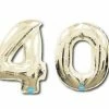 Favor Lane Foil White Gold '40' Balloons 100cm 1 Favor Lane Foil White Gold '40' Balloons 100cm
