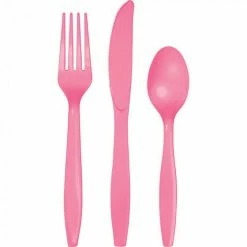 Favor Lane Candy Pink Plastic Cutlery 24Pk Bridal Shower/Hens Party